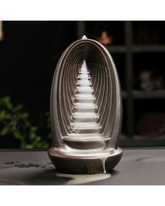 Buddha Stones Stairs Mountains Water Buddha Hand Ceramic Backflow Smoke Fountain Meditation Incense Burner Decoration - Buddha Hand 13.5*6.9*20.8cm