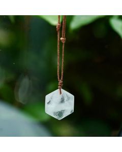 Buddha Stones Star of David Carving Clear Quartz Indian Agate Amethyst Healing Necklace Pendant - Labradorite