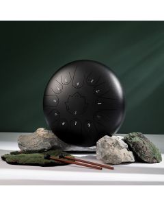 Buddha Stones Steel Tongue Drum Sound Healing Mindfulness Lotus Pattern Yoga Drum Kit 13 Note 12 Inch Percussion Instrument - Red