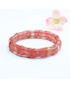 Buddha Stones Strawberry Quartz Bamboo Positive Bracelet - Strawberry Quartz(Wrist Circumference:16–17 cm)