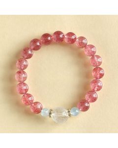 Buddha Stones Strawberry Quartz Blue Tiger Eye Positive Bracelet - Blue Tiger Eye(Wrist Circumference:16–17 cm)