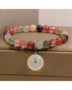 Buddha Stones Strawberry Quartz Chalcedony Peace Buckle Love Bracelet - Strawberry Quartz(Love ♥ Healing)