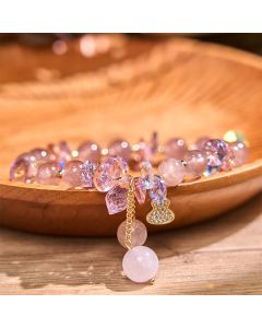 Buddha Stones Strawberry Quartz Crystal Gourd Positive Bracelet - Strawberry Quartz(Wrist Circumference: 14-16cm)