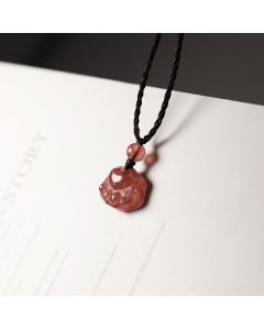 Buddha Stones Strawberry Quartz Lovely Cat Paw Claw Healing Necklace Pendant - Strawberry Quartz(Love♥Healing)