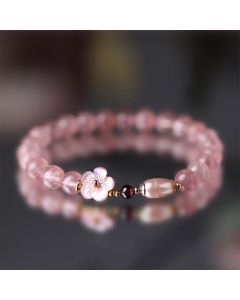 Buddha Stones Strawberry Quartz Peach Blossom Love Bracelet - Strawberry Quartz(Love♥Healing)
