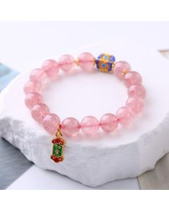 Buddha Stones Strawberry Quartz Positive Ruyi Charm Bracelet - Strawberry Quartz(Love♥Healing)