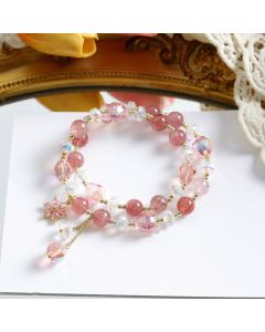 Buddha Stones Strawberry Quartz Zircon Flower Healing Double Wrap Bracelet - Strawberry Quartz(Love♥Healing)