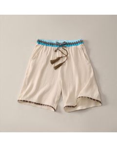 Buddha Stones Summer Boho Casual Drawstring Geometric Bermuda Shorts Men's  With Pockets - Goldenrod / US/UK/AU44, EU54 (3XL)