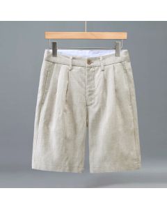 Buddha Stones Summer Casual Button Zipper Design Solid Front Pleats Men's Shorts With Pockets - MidnightBlue / US/UK/AU44，EU54 (2XL)
