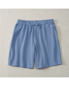 Buddha Stones Summer Casual Drawstring Solid Cotton Men's Shorts With Pockets - CornflowerBlue / US/UK/AU36，EU46(M)