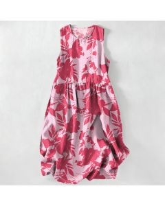 Buddha Stones Summer Casual Floral Pattern Women's Summer Sleeveless Midi Dress With Pockets - LightSteelBlue / US14，UK/AU18，EU46 (2XL)