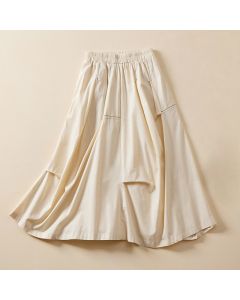 Buddha Stones Summer Casual Irregular Design Women's Skirt With Pockets - PapayaWhip / US6，UK/AU10，EU38 (XL)