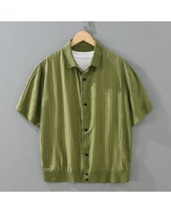Buddha Stones Summer Casual Minimalist Button-Up Solid Men's Shirts - White / US/UK/AU42,EU52 (3XL)