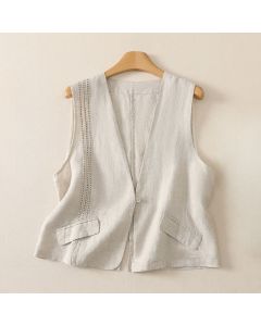 Buddha Stones Summer Casual Minimalist Button-Up Solid Women's Sleeveless Shirts Tank Top - Navy / US12, UK/AU16, EU44 (2XL)