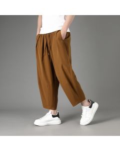 Buddha Stones Summer Casual Minimalist Drawstring Solid Capri Pants Men's Harem Pants With Pockets - Black / US/UK/AU44, EU54 (4XL)