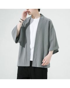 Buddha Stones Summer Casual Minimalist Solid Men's Kimonos - OliveDrab / US/UK/AU36, EU46 (L)