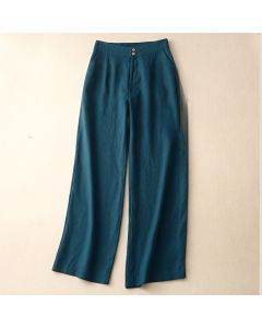 Buddha Stones Summer Casual Simple Zipper Design Women's Wide Leg Pants With Pockets - SaddleBrown / US8-10，UK/AU12-14，EU40-42 (2XL)
