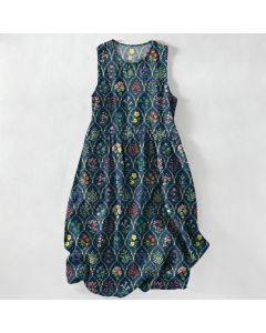 Buddha Stones Summer Casual Various Colorful Floral Vine Pattern Women's Summer Sleeveless Midi Dress With Pockets - Purple / US16，UK/AU20，EU48 (3XL)