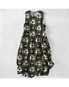 Buddha Stones Summer Casual Vintage Floral Medallions Leaves Pattern Women's Summer Sleeveless Midi Dress With Pockets - Goldenrod / US14,UK/AU18,EU46 (2XL)