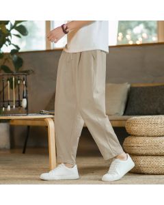 Buddha Stones Summer Men's Cotton Pants With Pockets - LightGrey / US/UK/AU46，EU56 (5XL)
