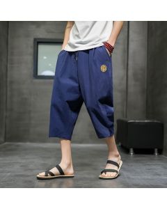 Buddha Stones Summer Men's Drawstring Cropped Pants With Pockets - DarkGray / US/UK/AU44，EU54 (5XL)