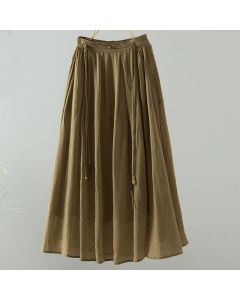 Buddha Stones Summer Retro Pure Color Tassel Design Women's Skirt With Pockets - Black / US12，UK/AU16，EU44 (2XL)