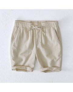 Buddha Stones Summer Solid Color Drawstring Elastic Waist Men's Ramie Linen Cotton Shorts With Pockets - Teal / US/UK/AU44,EU54 (4XL)