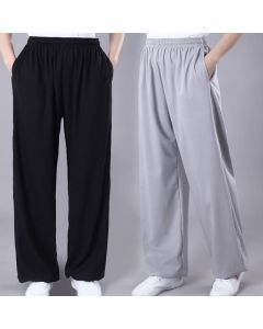 Buddha Stones Summer Unisex Elastic Waist Tai Chi Qigong Practice Breathable  Pants With Pockets - DarkSeaGreen / S-FIT FOR US/UK/AU/EU-XS