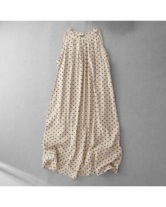 Buddha Stones Summer Vintage Polka Dot Women's Summer Sleeveless Dress - BlanchedAlmond / US6，UK/AU10，EU38 (M)