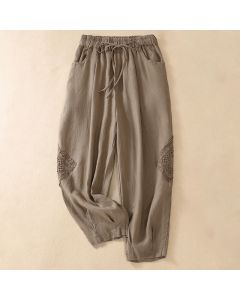 Buddha Stones Summer Women's Drawstring Harem Pants With Pockets - Tomato / US8-10，UK/AU12-14，EU40-42 (2XL)