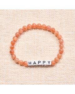 Buddha Stones Sun Stone HAPPY Letters Beads Positive Bracelet - Sun Stone(Positive ♥ Wealth)