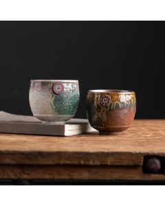 Buddha Stones Sunflower Kiln Change Ceramic Coffee Mug Tea Latte Espresso Coffee Cup 250ml - Blue Green 8.3cm*7.5cm*250ml