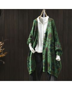 Buddha Stones Sunflower Mid-length Buttons Women's Long Sleeve Knitted Cardigan Sweater With Pockets - MediumSeaGreen / US4-8/10，UK/AU8-12/14，EU36-40/42 (F)