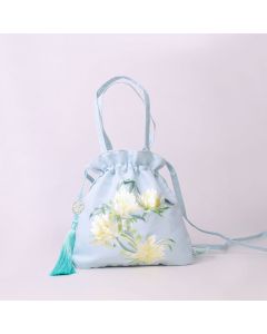 Buddha Stones Suzhou Embroidery Lotus Deer Epiphyllum Peony Rabbit Cotton Linen Tote Crossbody Bag Shoulder Bag Handbag - White Nine-Tailed Fox 21*22cm