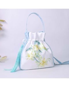 Buddha Stones Suzhou Embroidery Rabbit Lotus Epiphyllum Peony Magnolia Silk Tote Crossbody Bag Shoulder Bag Handbag - Light Purple Lotus Fairy Deer 20*20*7cm