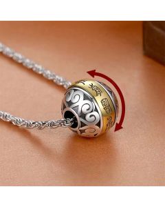 Buddha Stones Taoist Nine-Character Mantra Engraved Amulet Balance Necklace Rotatable Pendant - Nine-Character Mantra&Leather Rope