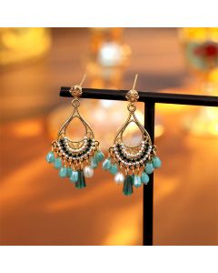 Buddha Stones Teardrop Tassel Copper Self Care Openwork Drop Dangle Earrings - Teardrop(925 Sterling Silver Posts)