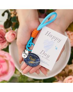 Buddha Stones Thank You Gifts Natural Sodalite Calm Key Chain Hanging Decoration - Sodalite(Calm♥Harmony)