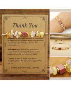 Buddha Stones Thank You Rose Quartz Citrine Rhodonite Passionate Bracelet - Thank You(Wrist Circumference 14-24cm)