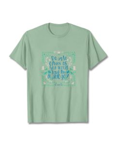 Buddha Stones The Golden Rule Tee T-shirt - LightGrey / Green Leaves / 2XL