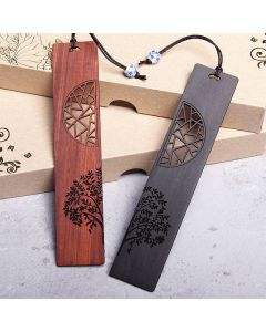 Buddha Stones The Tree of Life Ebony Wood Small Leaf Red Sandalwood Bookmarks With Gift Box - 2Pcs Ebony&Small Leaf Red Sandalwood