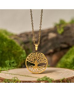 Buddha Stones The Tree Of Life Titanium Steel Enlightenment Necklace Pendant - Silvery The Tree of Life