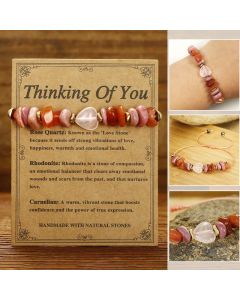 Buddha Stones Thinking Of You Rose Quartz Rhodonite Carnelian Relationships Bracelet - Thinking Of You(Wrist Circumference 14-24cm)