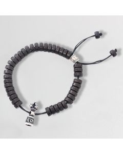 Buddha Stones Tibet Coconut Shell Carved Om Mani Padme Hum Dorje Vajra Bell Happiness String Bracelet - Coconut Shell(Happiness♥Positive)