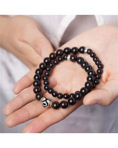 Buddha Stones Tibet Ebony Wood Dzi Bead Balance Double Wrap Bracelet - 14-16cm(Double Wrap)