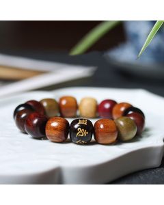 Buddha Stones Tibet Various Wood Om Mani Padme Hum Purity Bracelet - Ebony Wood(Balance ♥Calm)(Wrist Circumference 14-16cm)