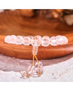 Buddha Stones Tibet White Crystal Black Onyx Om Mani Padme Hum Meditation Bracelet - Frosted White Crystal(Synthetic) / 14mm