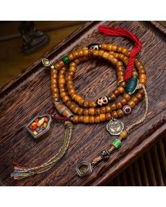 Buddha Stones Tibetan 108 Beads Camel Bone Luck Tassel Mala - Camel Bone