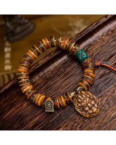 Buddha Stones Tibetan Camel Bone Dice Tassel Protection Bracelet - Camel Bone(Wrist Circumference: 14-16 cm)