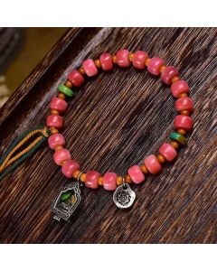 Buddha Stones Tibetan Camel Bone Red Agate Luck Bracelet - D Style(Wrist Circumference: 6.69 in(17 cm))
